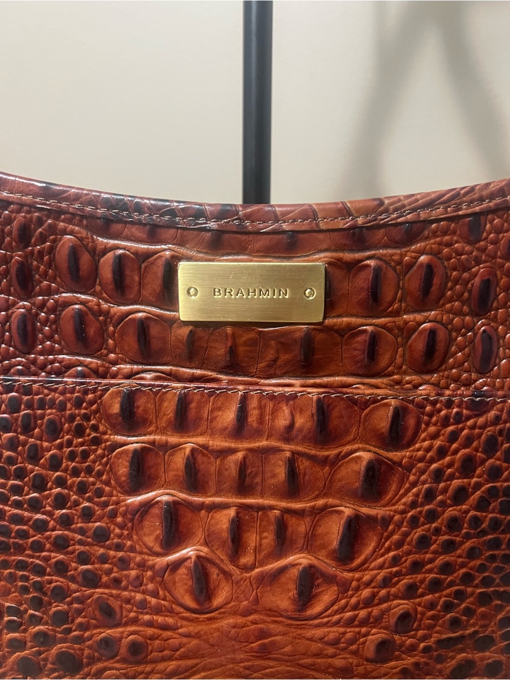 Brahmin Katie Pecan Melbourne Croc-Embossed Leather Crossbody Bag - Picture 3 of 13